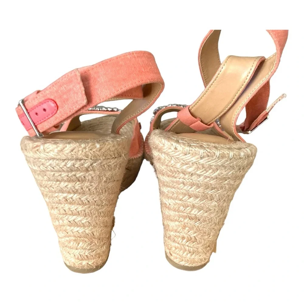 Kaari Blue Wedge Coral Color Wrap Strap & Rhinestones Size‎ 11
